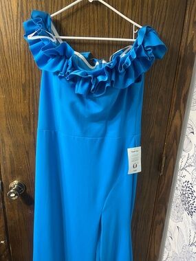 NWT Escape Ruffled One-Shoulder Blue Prom/Formal Dress